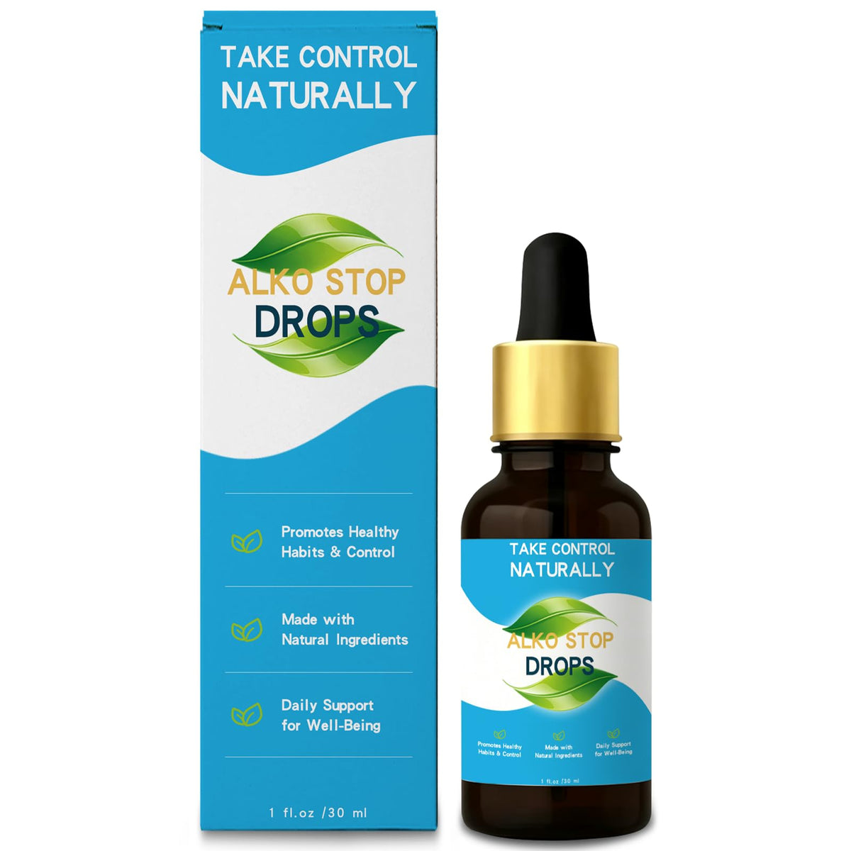 ALKO STOP DROPS 30ML bottle front view with liquid formula