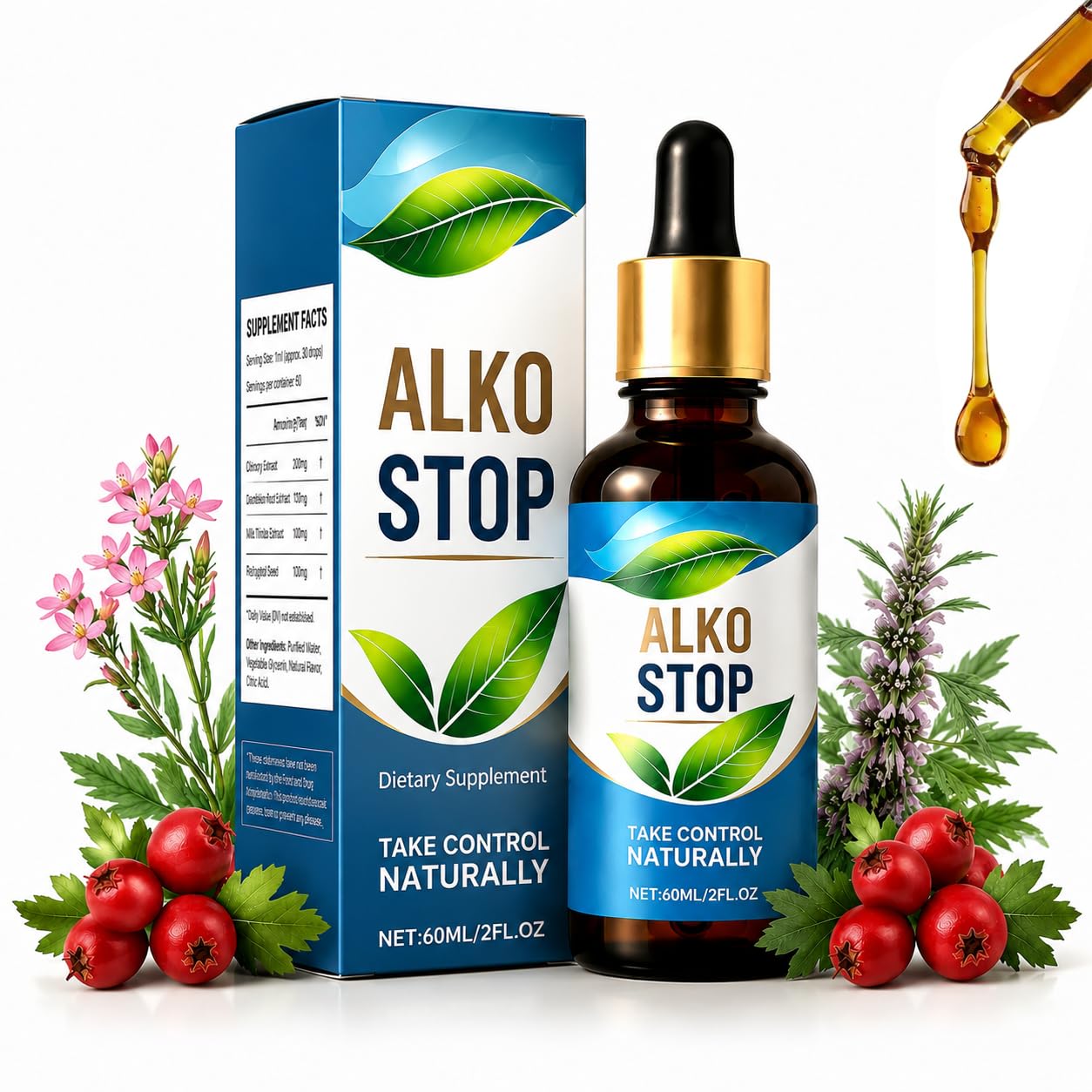 AlkoStop Alko Stop Drops 60ml bottle front view