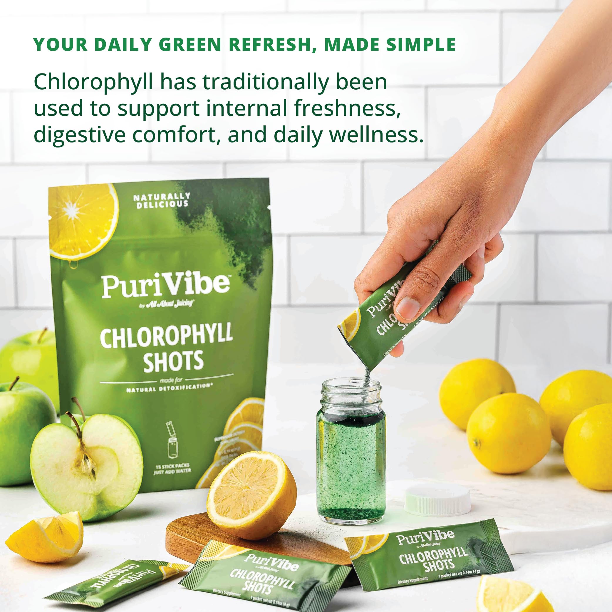 All About Juicing Chlorophyll Lemonade Drink Mix stick pack