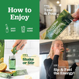 All About Juicing Chlorophyll Lemonade Powder Stick Pack on a table