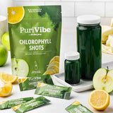 All About Juicing Chlorophyll Lemonade Powder Stick Pack with water
