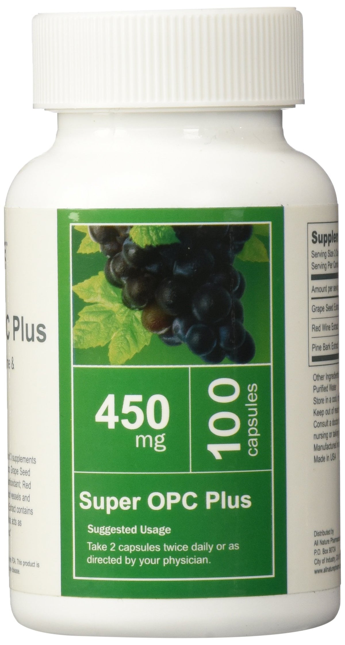 All Nature Grape Seed Extract 100 Capsules front view