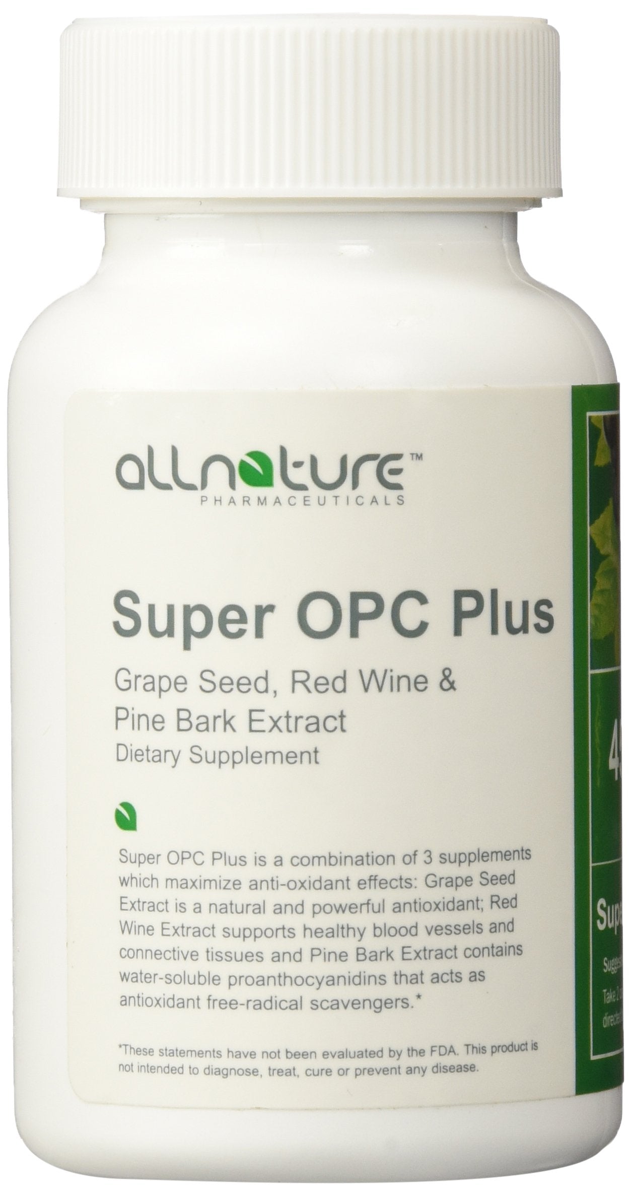 All Nature Grape Seed Extract 100 Capsules side view with label