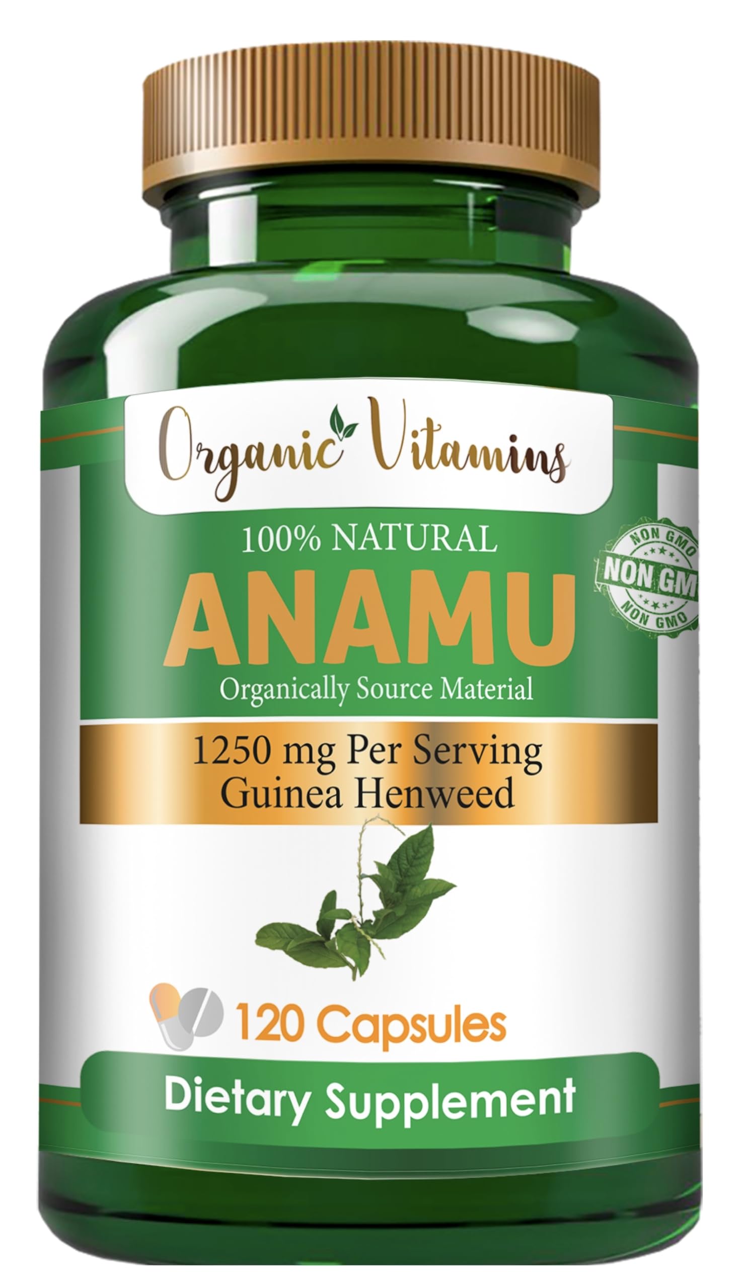 All Nue Anamu 1250 herbal supplement back view of bottle
