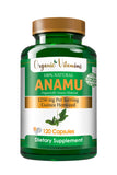 All Nue Anamu 1250 herbal supplement bottles on a wooden table