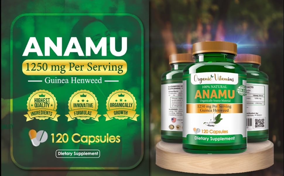 All Nue Anamu 1250 herbal supplement with natural ingredients background