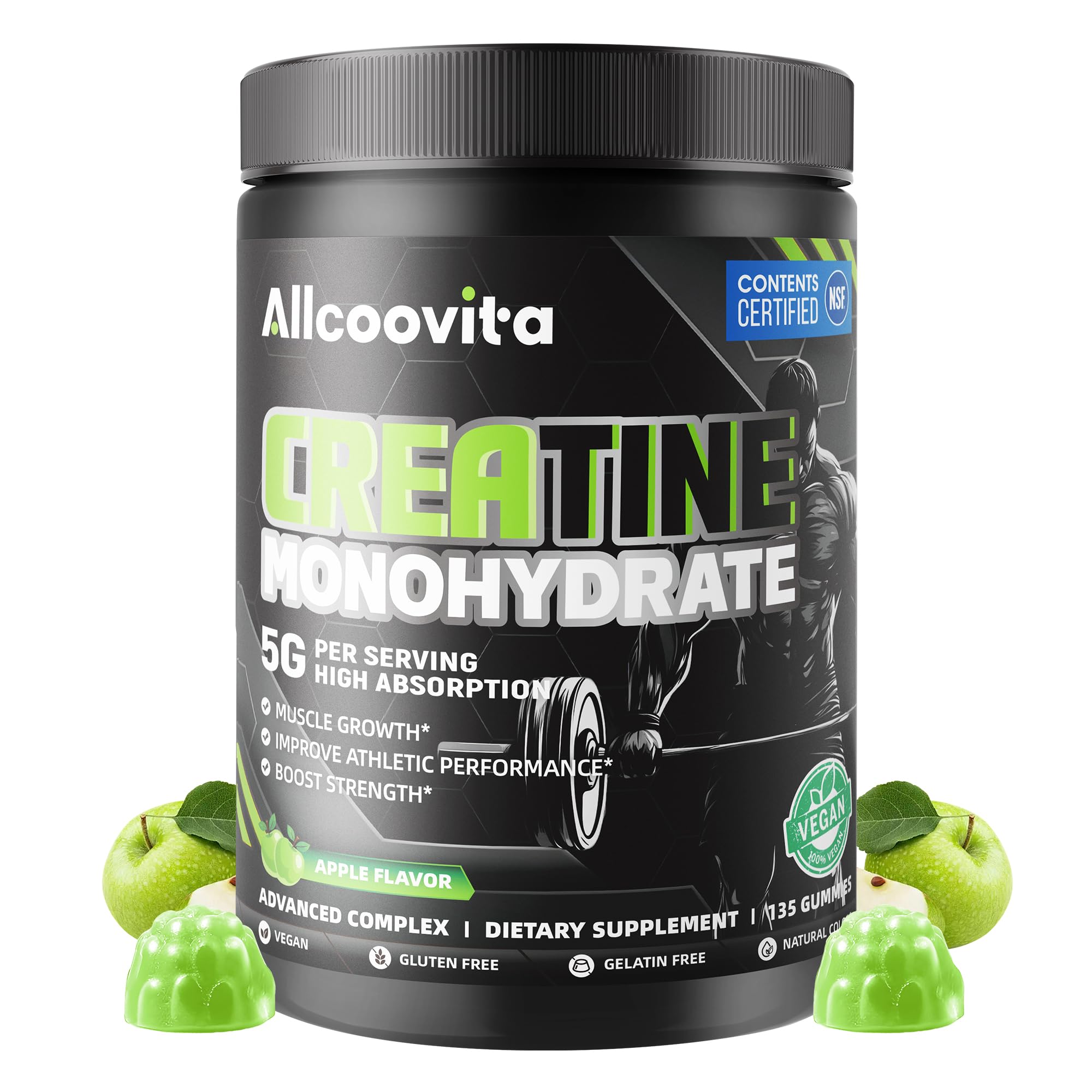 Allcoovita Creatine Gummies front view in packaging