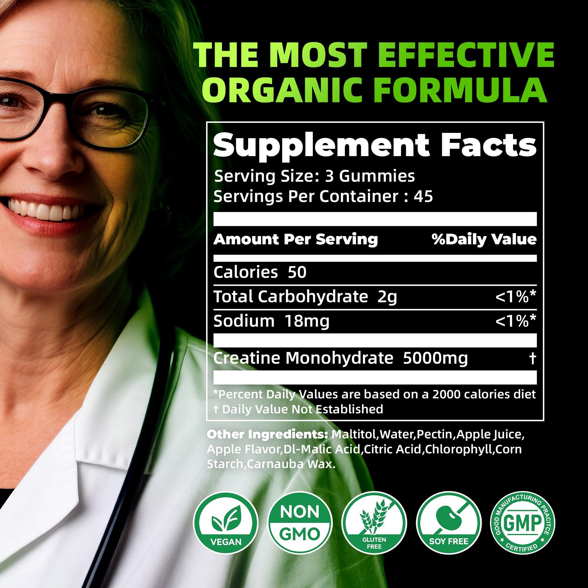 Allcoovita Creatine Gummies nutritional information
