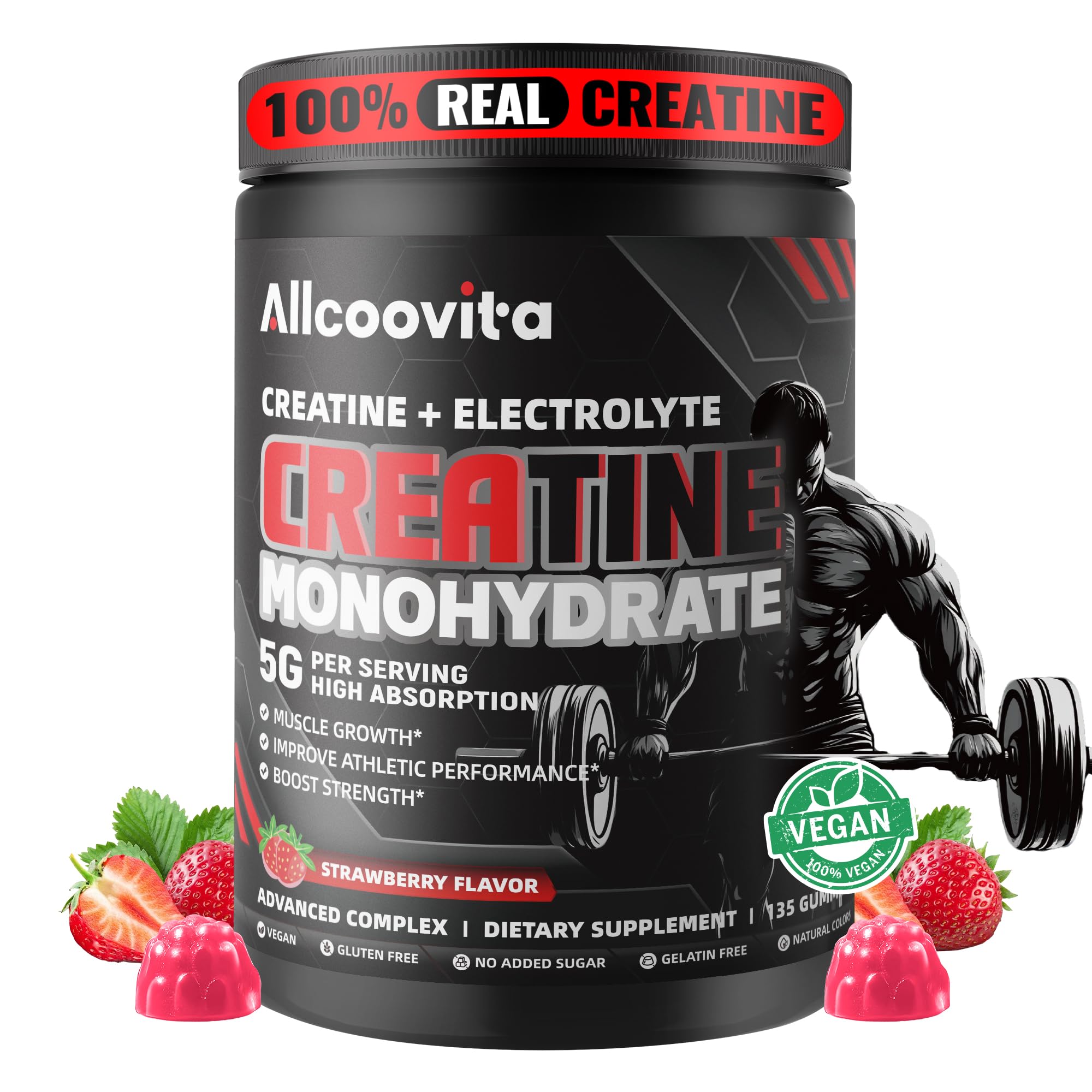 Allcoovita Creatine Gummies opened with a few gummies out