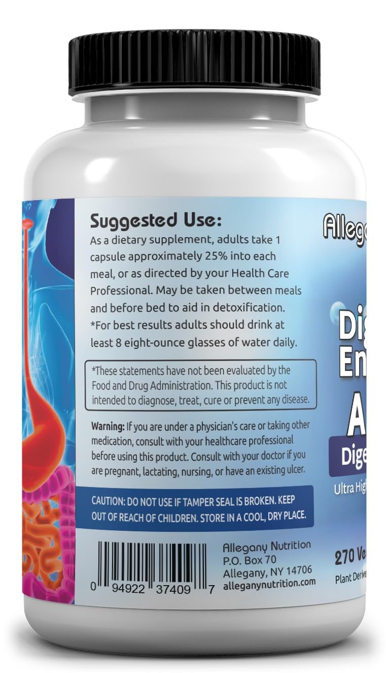 Allegany Nutrition Multi-Enzyme Supplement 91g back view with ingredient list