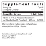 Allergy Research Group B6 (Pyridoxal Phosphate) 275mg supplement side view