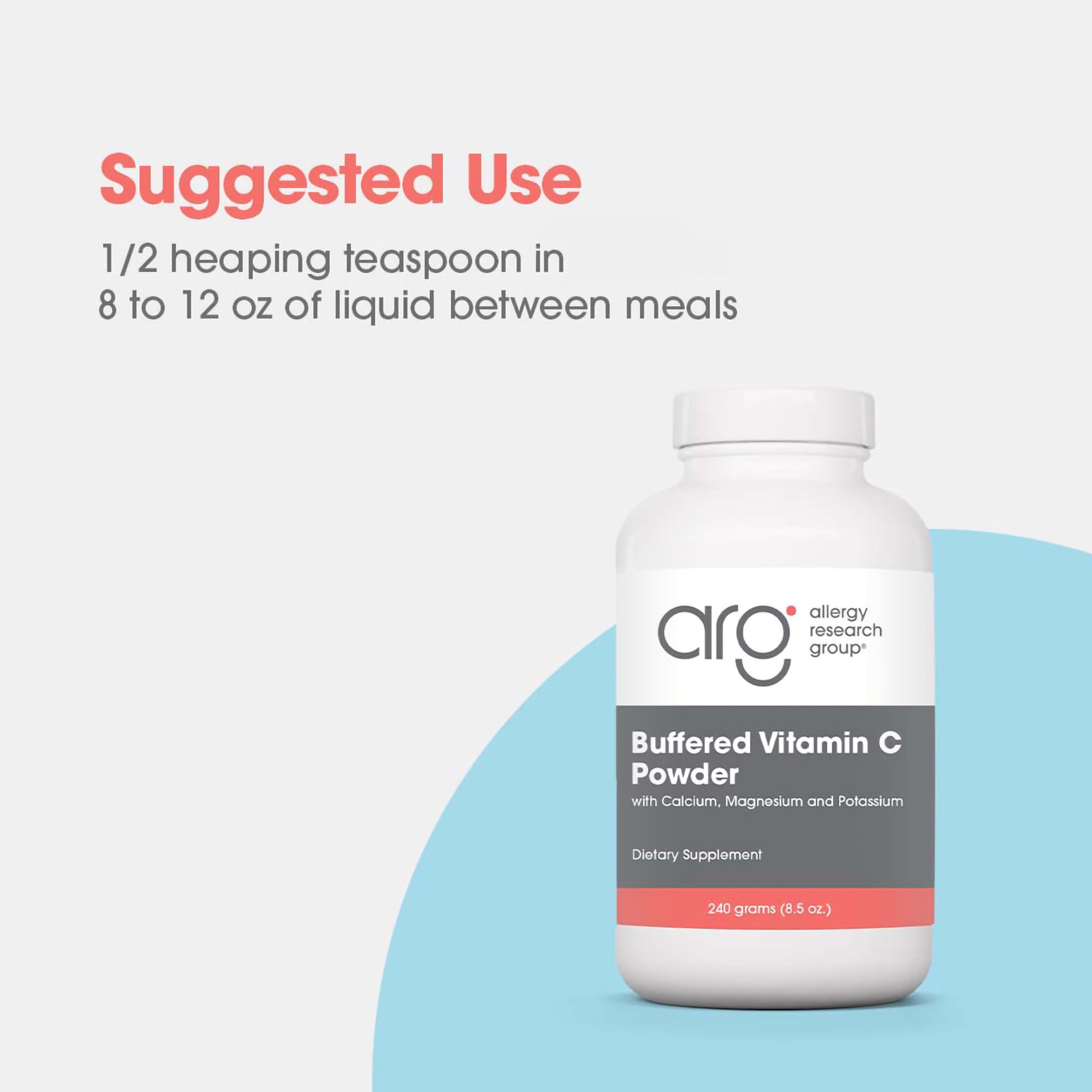 Allergy Research Group Buffered Vitamin C Powder 290g close-up of ingredients