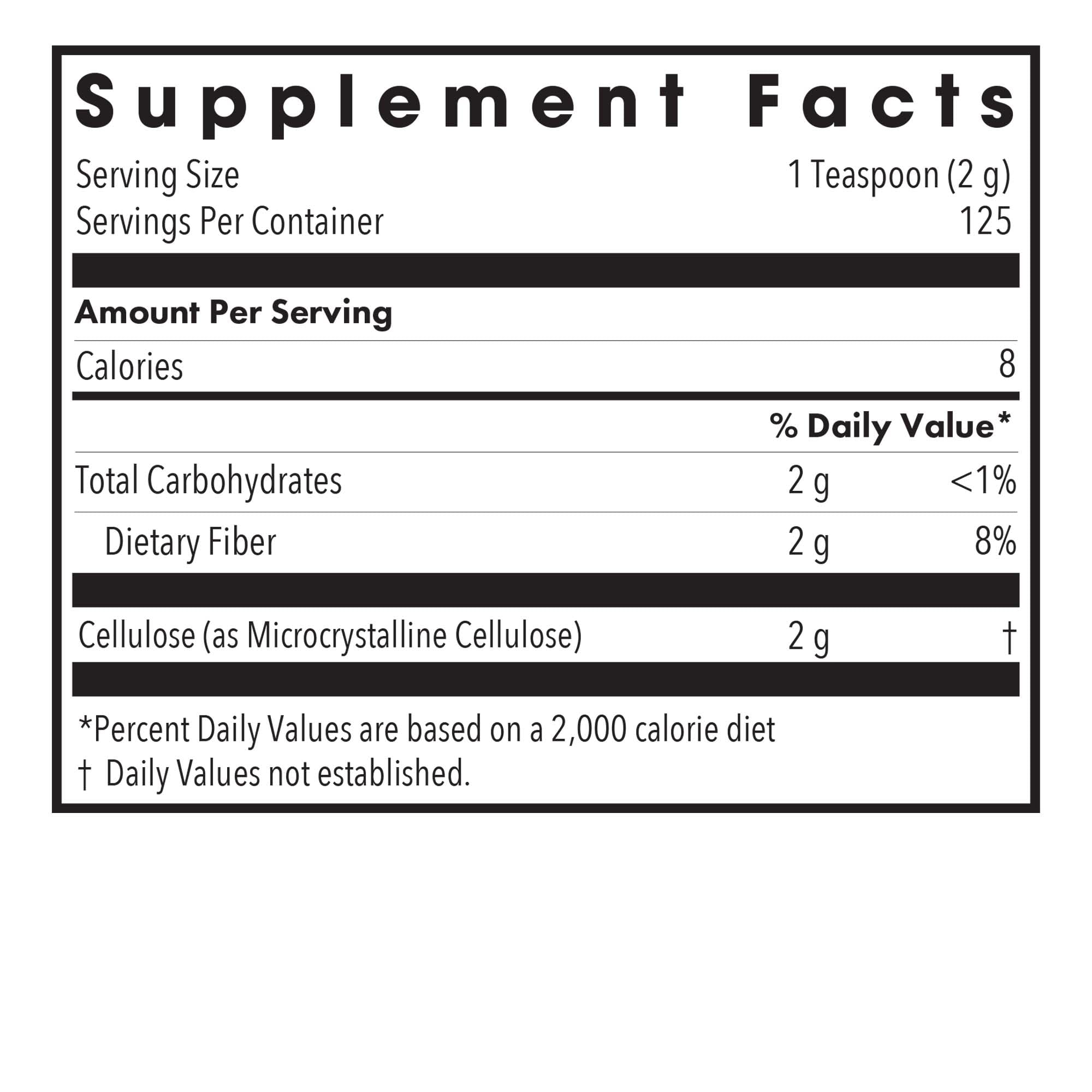 Allergy Research Group Cellulose Powder 250g side view