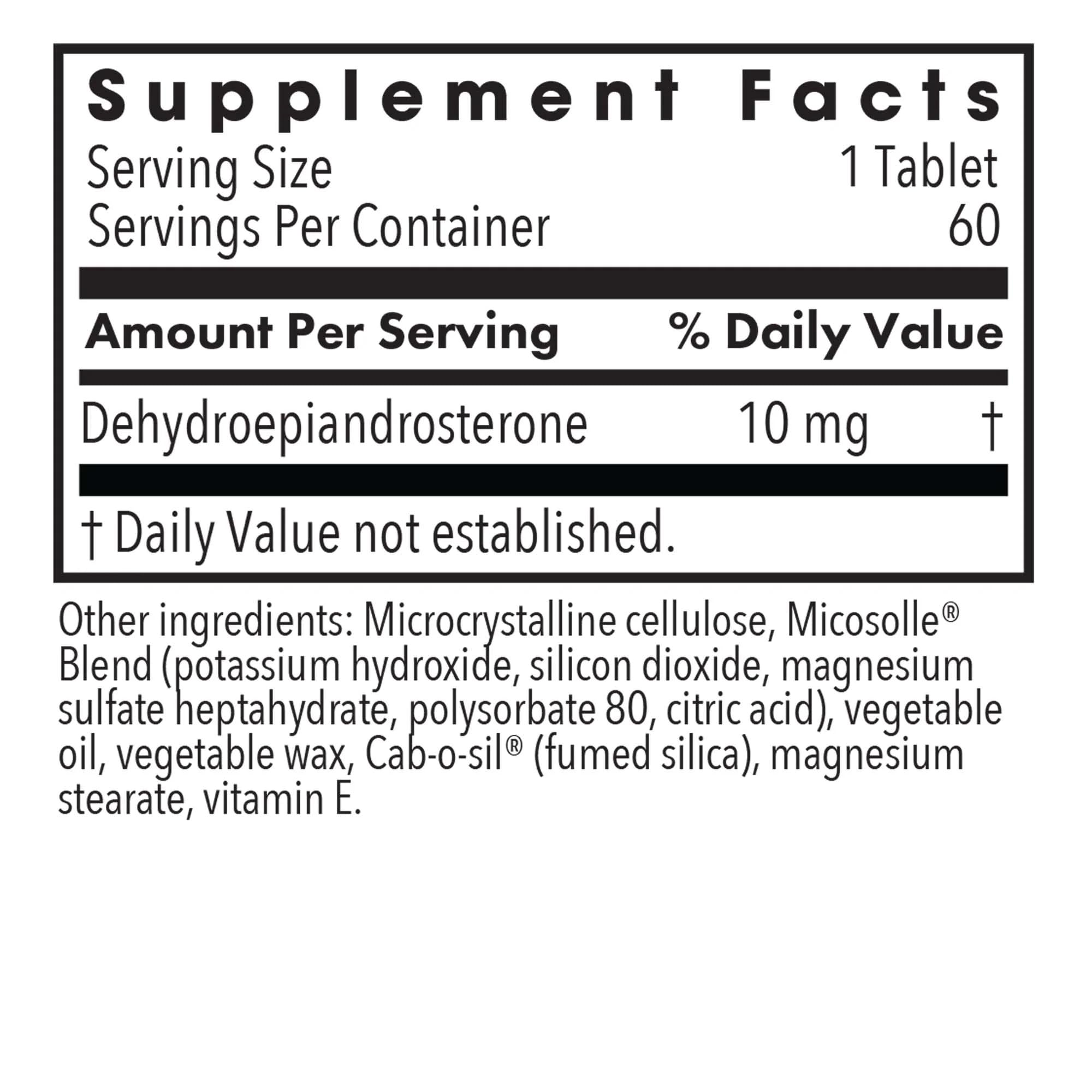 Allergy Research Group DHEA 10 supplement tablets close-up
