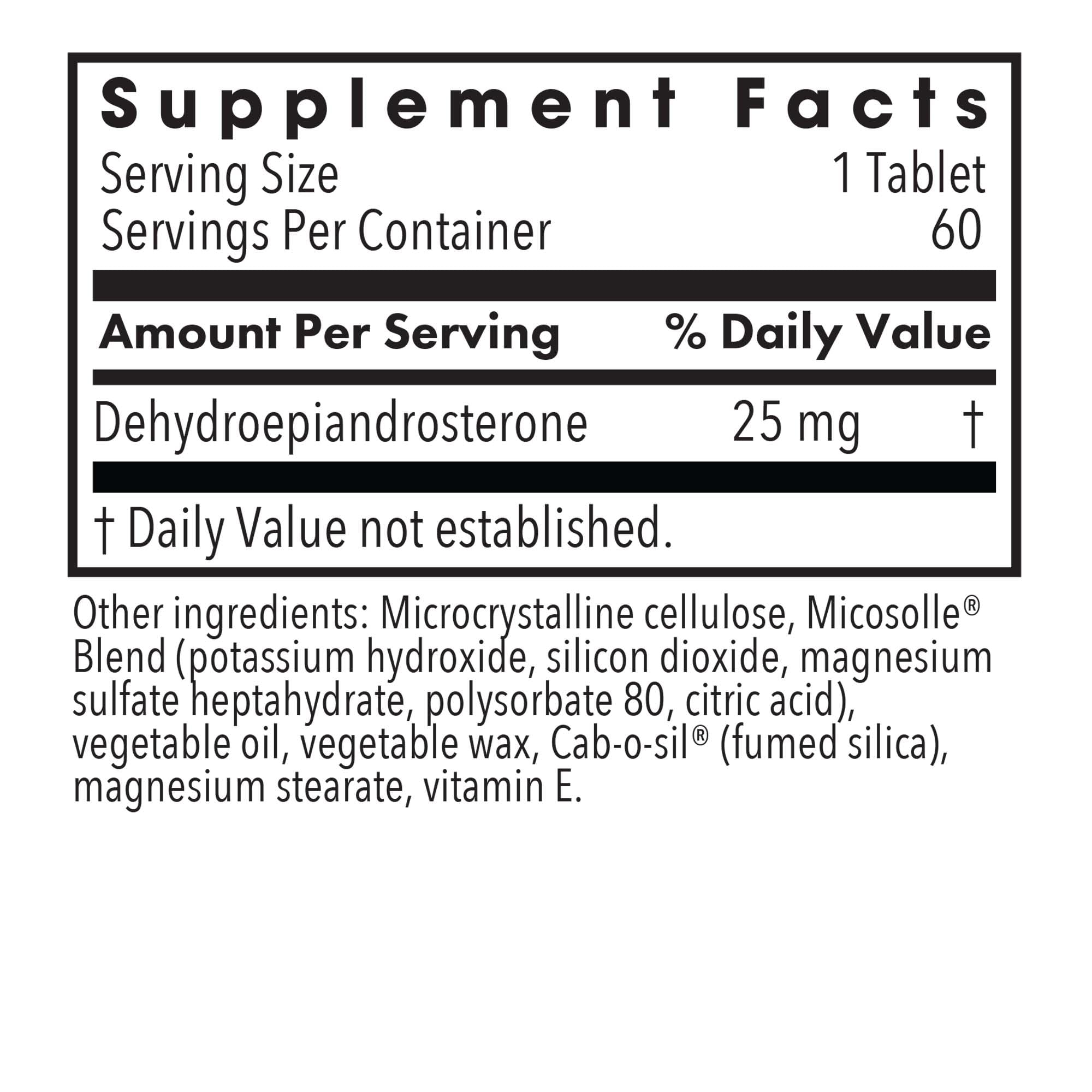 Allergy Research Group DHEA 25 Supplement scored tablet close-up