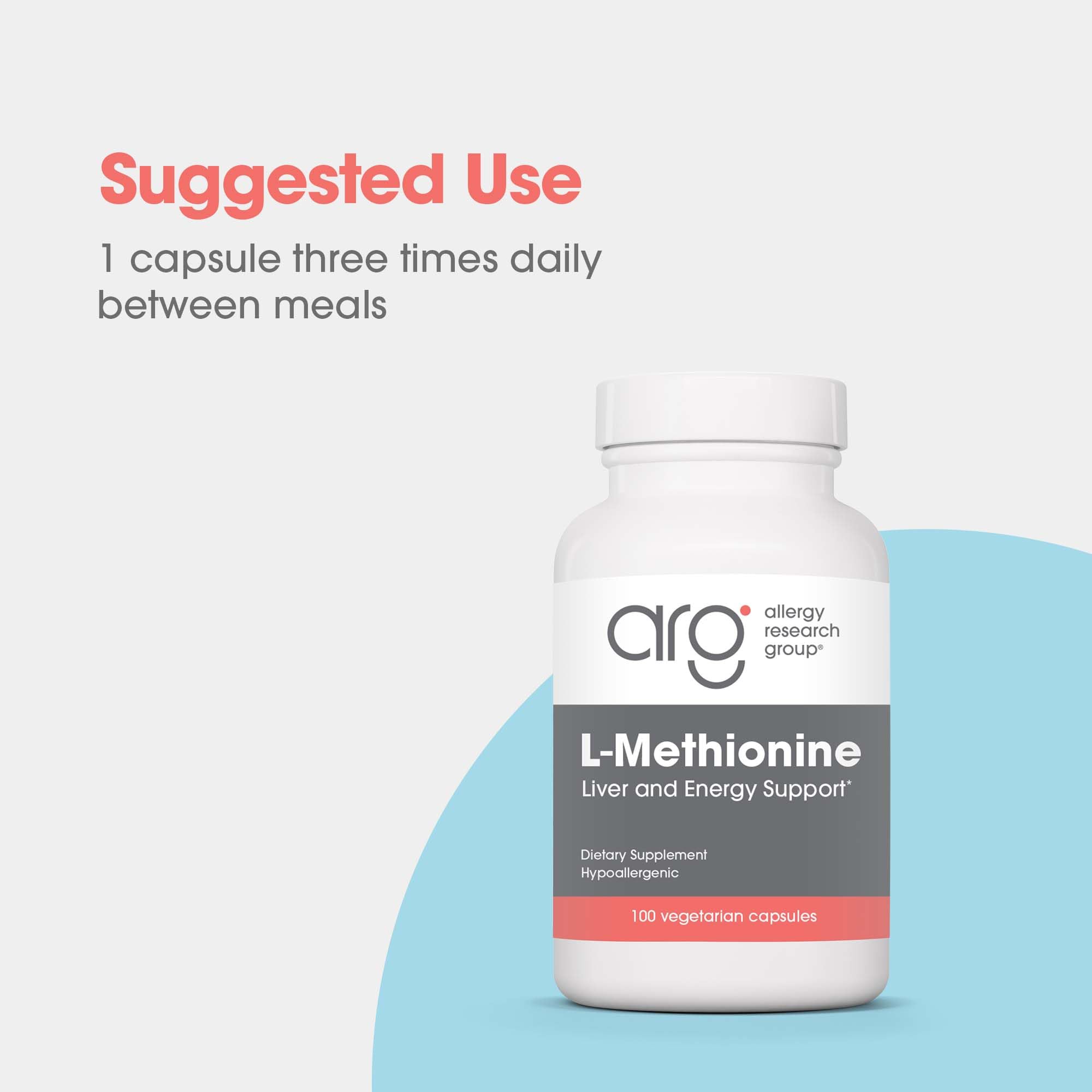 Allergy Research Group L-Methionine 500mg supplement back view