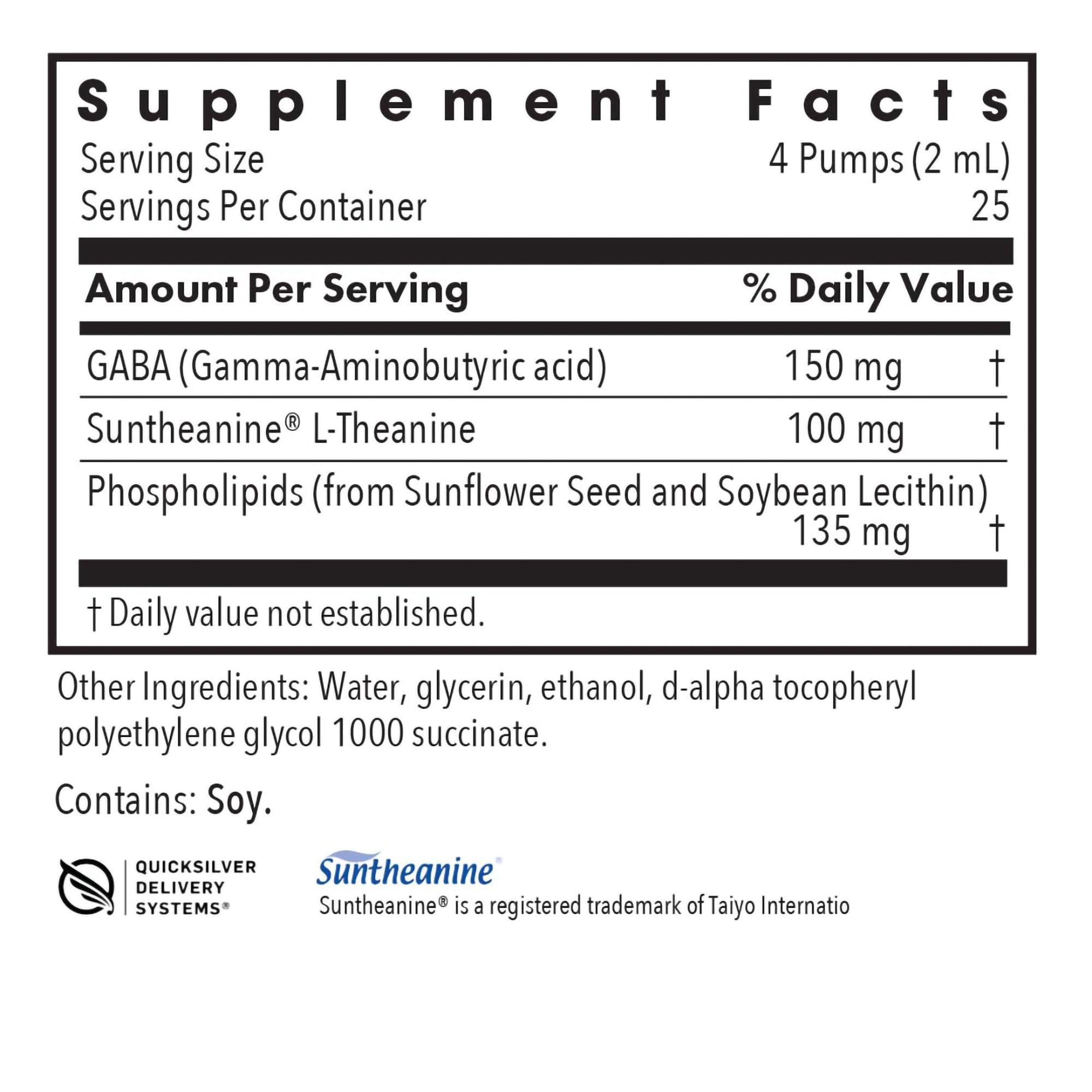 Allergy Research Group Liposomal Zen GABA Supplement back view