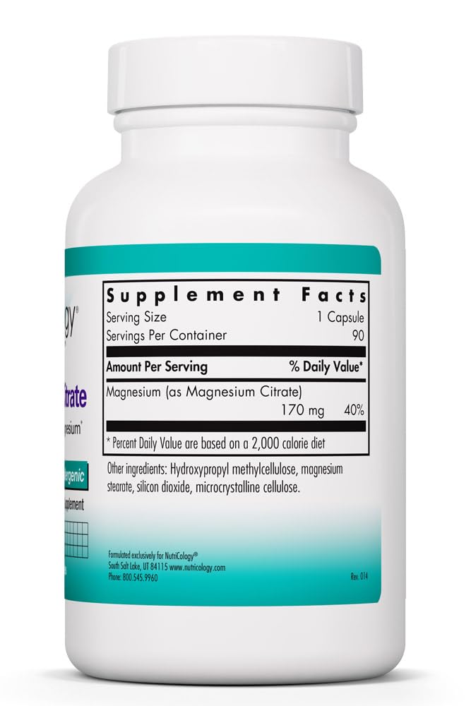 Allergy Research Group Magnesium Citrate 145g capsules side view