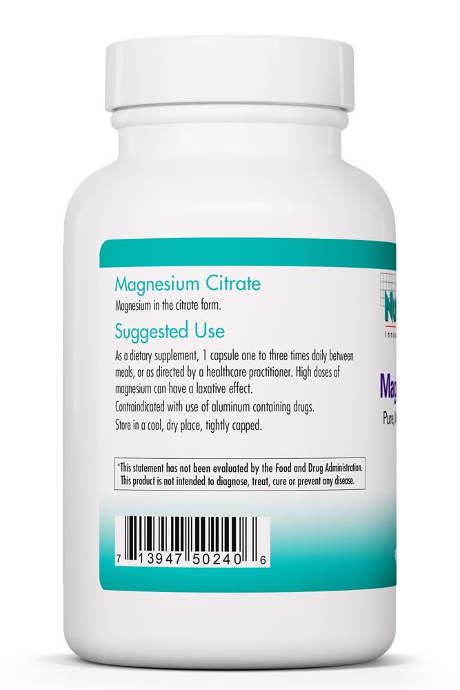 Allergy Research Group Magnesium Citrate 145g capsules with dosage information