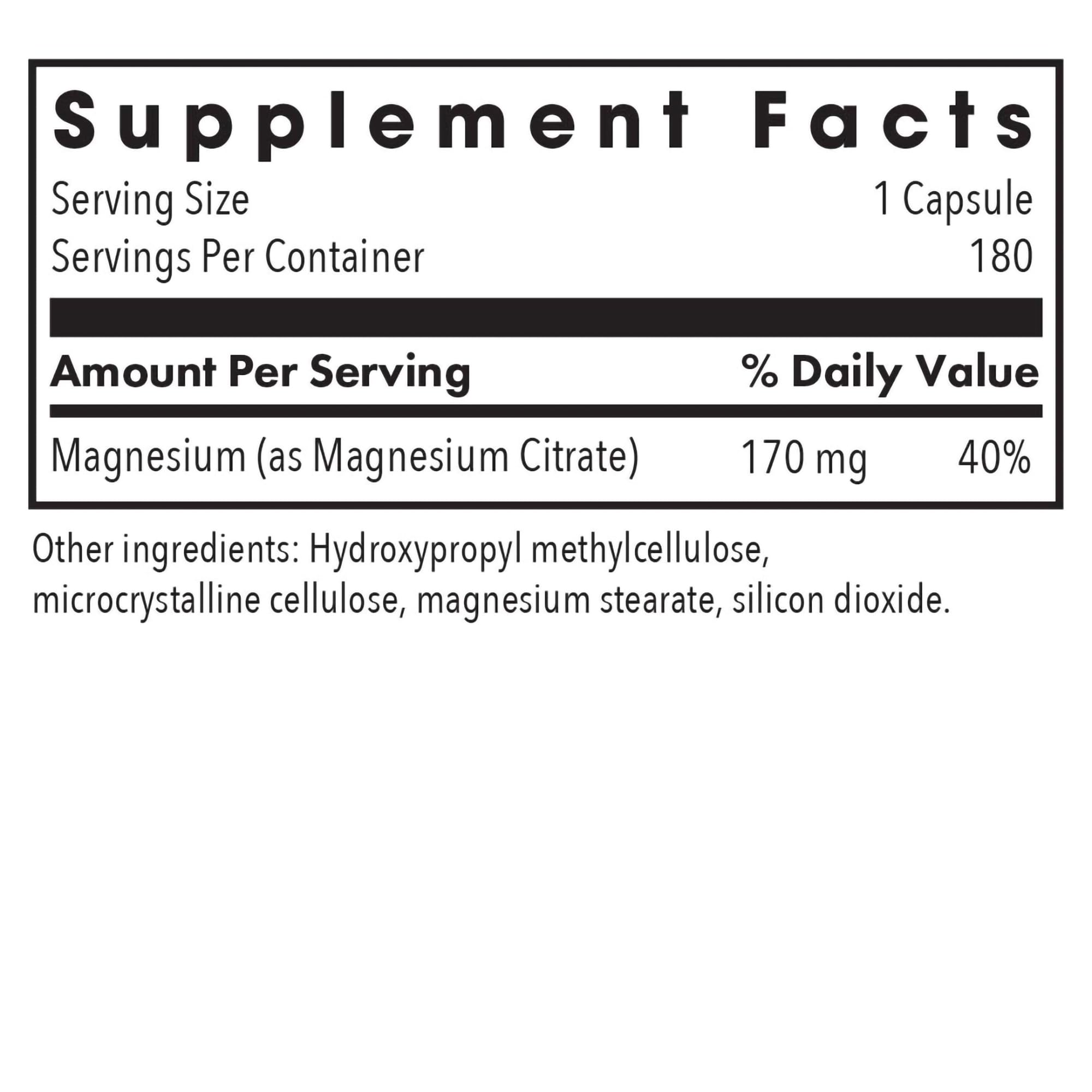 Allergy Research Group Magnesium Citrate 170mg bottle with label
