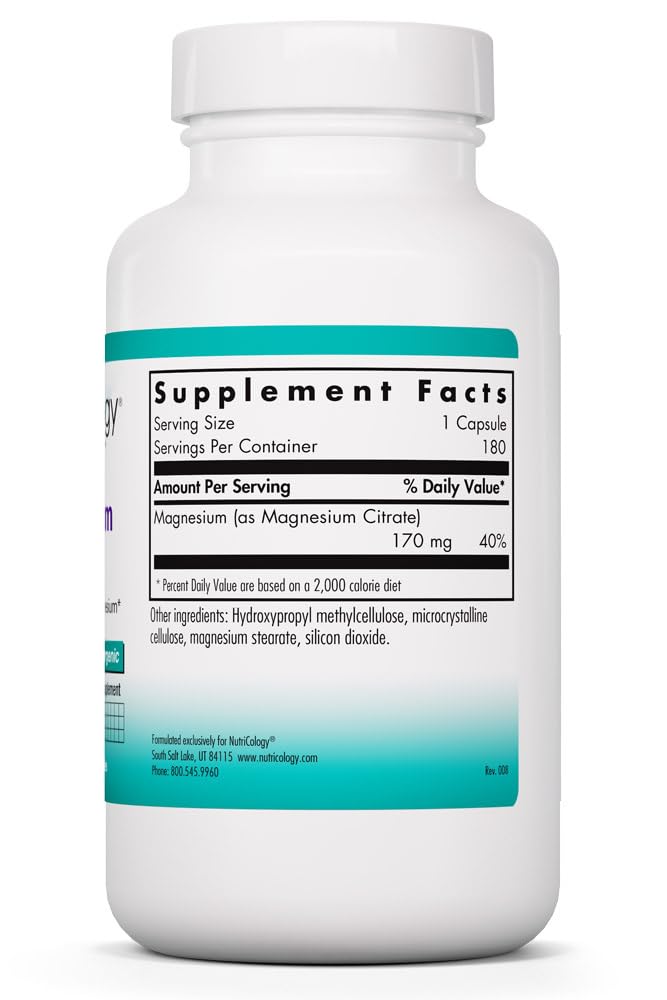 Allergy Research Group Magnesium Citrate 170mg capsule bottle side view