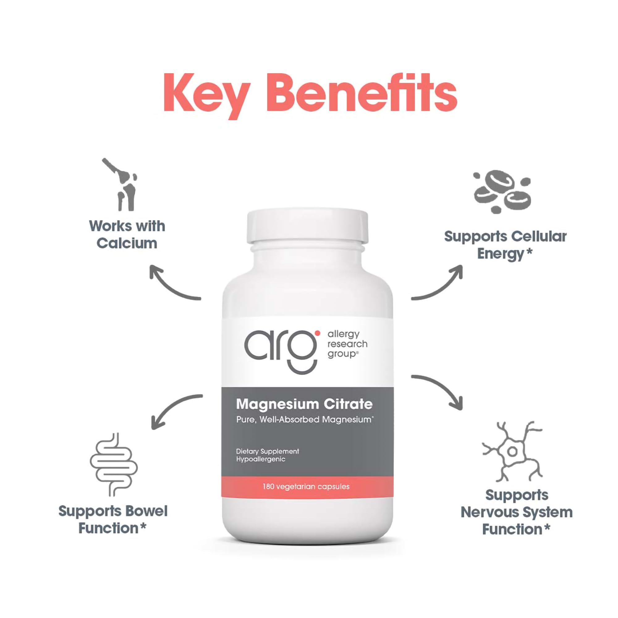 Allergy Research Group Magnesium Citrate 170mg capsules close-up