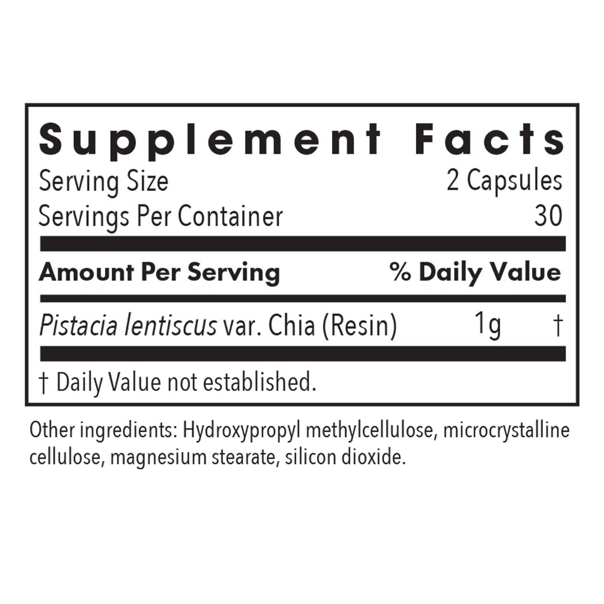 Allergy Research Group Mastica supplement back view with ingredient list