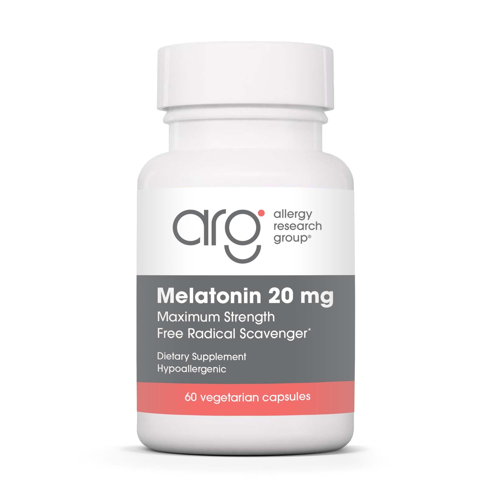 Allergy Research Group Melatonin 20 mg 60 tablets front view
