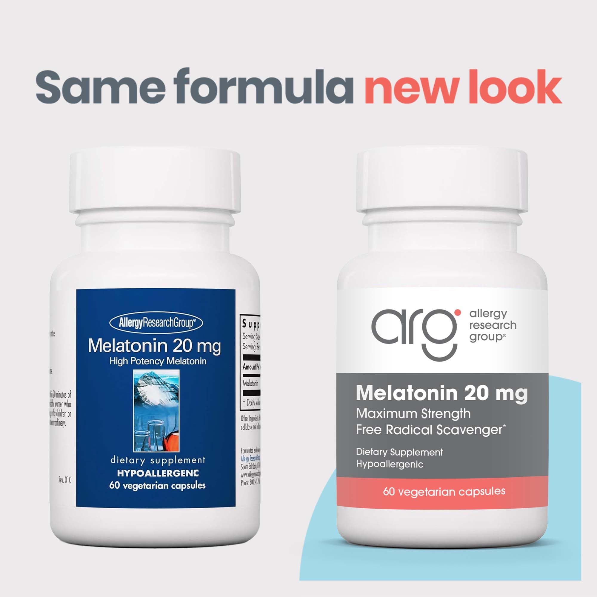 Allergy Research Group Melatonin 20 mg side view of packaging