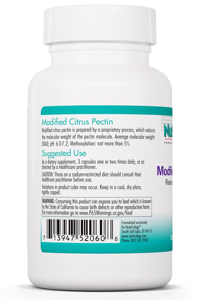 Allergy Research Group Modified Citrus Pectin 134g back view with ingredient list