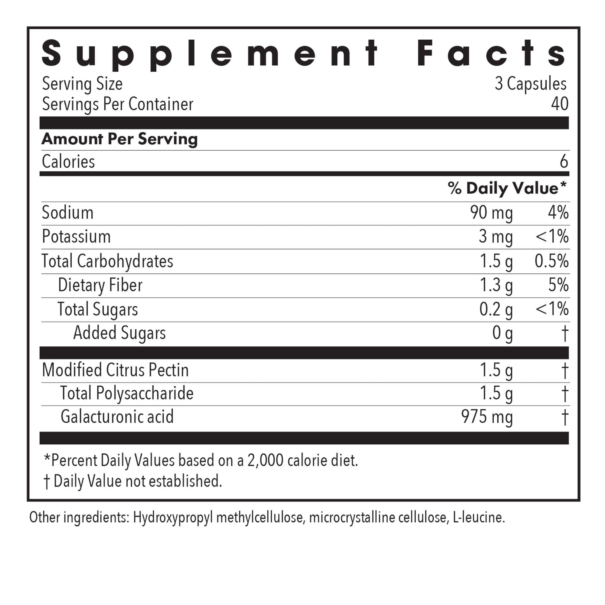 Allergy Research Group Modified Citrus Pectin 5g supplement side view