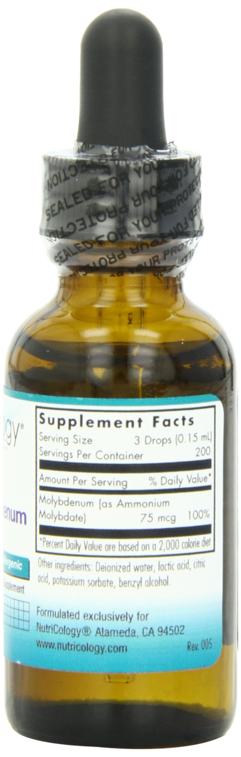 Allergy Research Group Molybdenum Liquid Supplement bottle side view