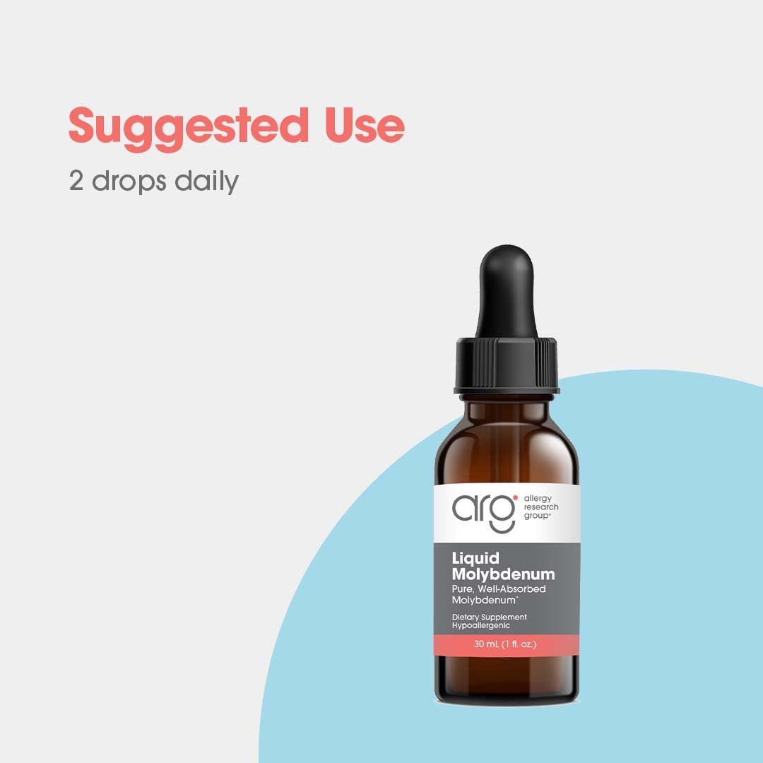 Allergy Research Group Molybdenum Liquid Supplement label close-up