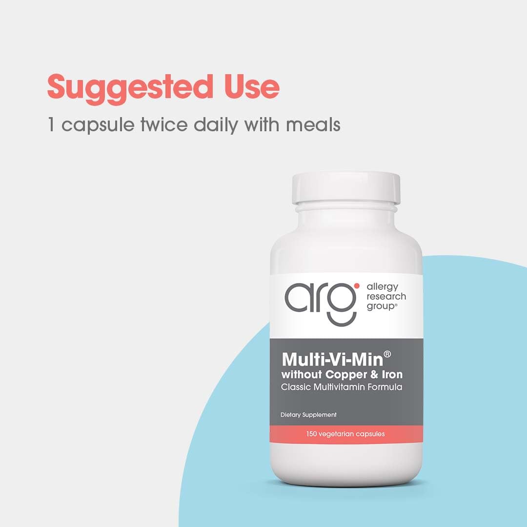 Allergy Research Group Multi-Vi-Min supplement bottle with capsules displayed