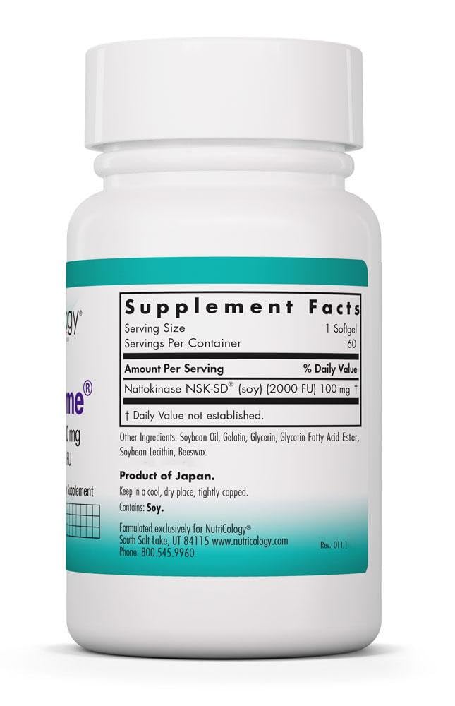 Allergy Research Group NutriCology NattoZyme 100 mg supplement back view