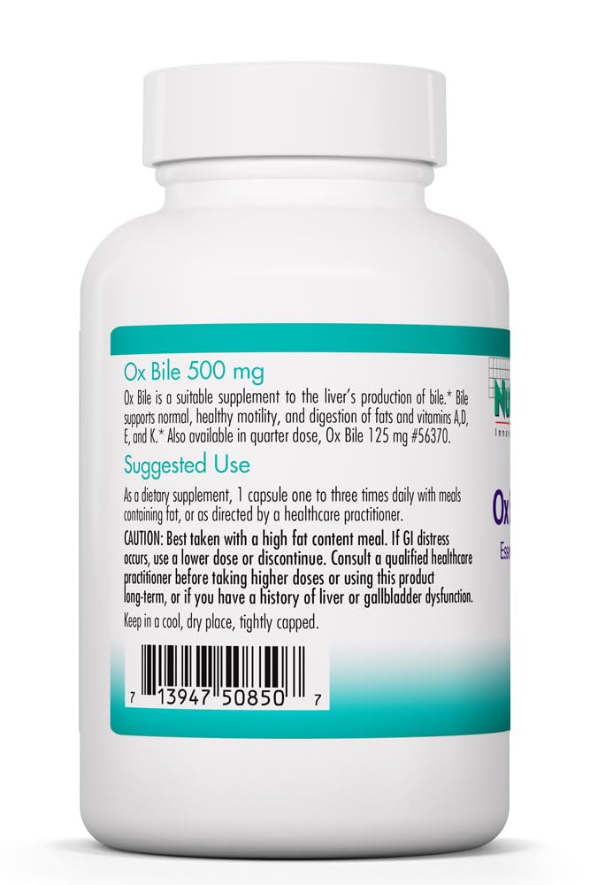 Allergy Research Group NutriCology Ox Bile 500 mg Capsules bottle with label