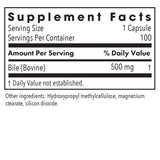 Allergy Research Group Ox Bile 500 mg supplement bottle with label