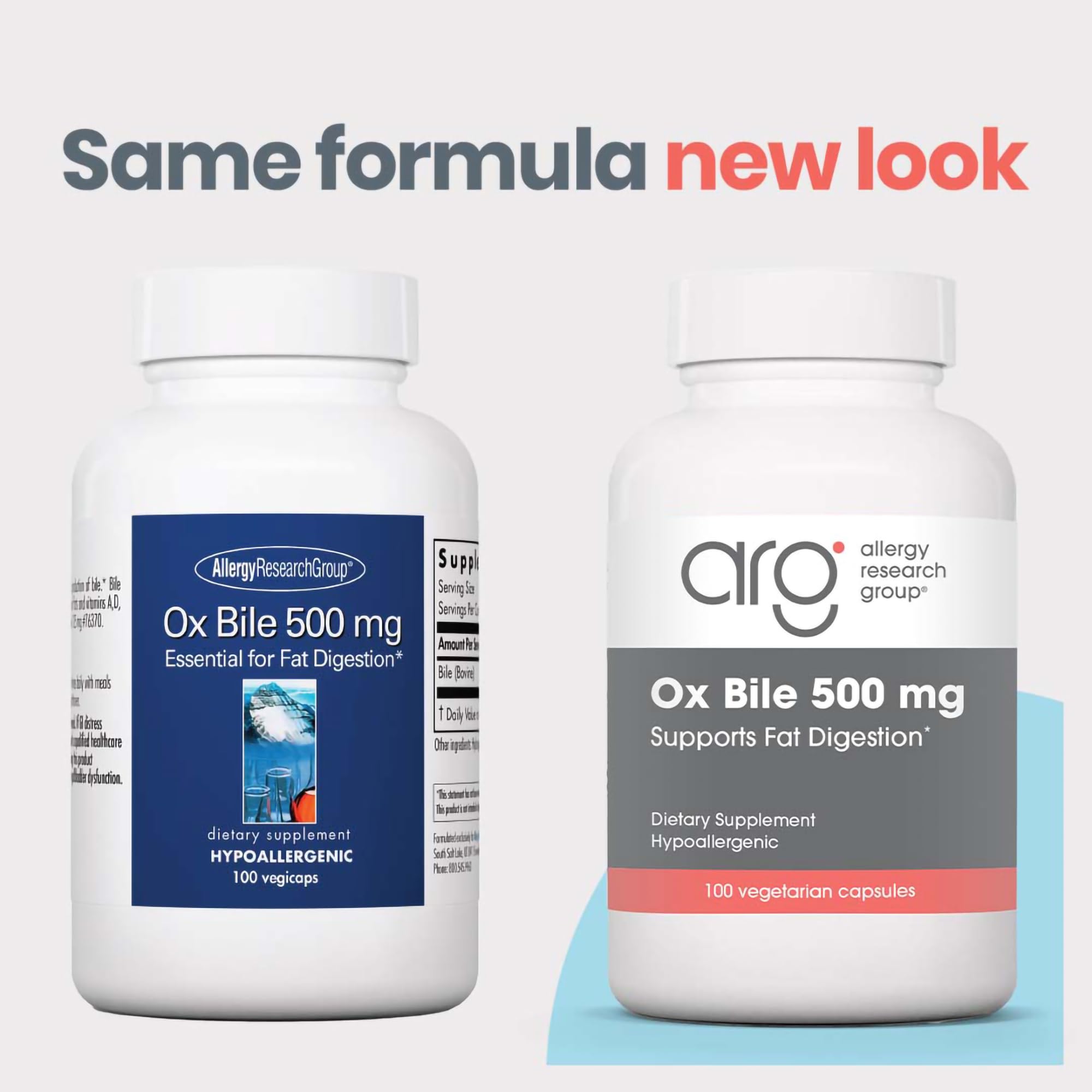 Allergy Research Group Ox Bile 500 mg supplement side view
