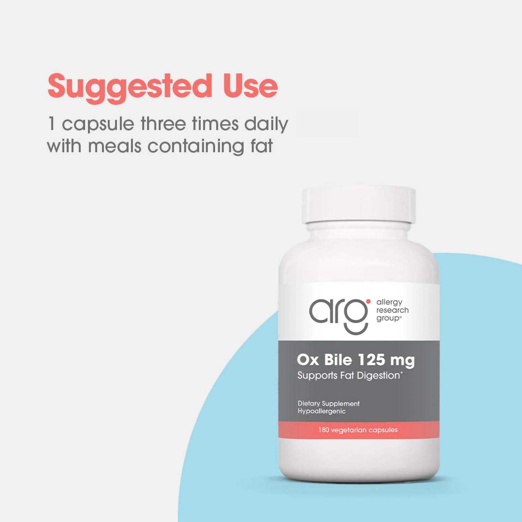 Allergy Research Group Ox Bile Capsules 125mg bottle top view