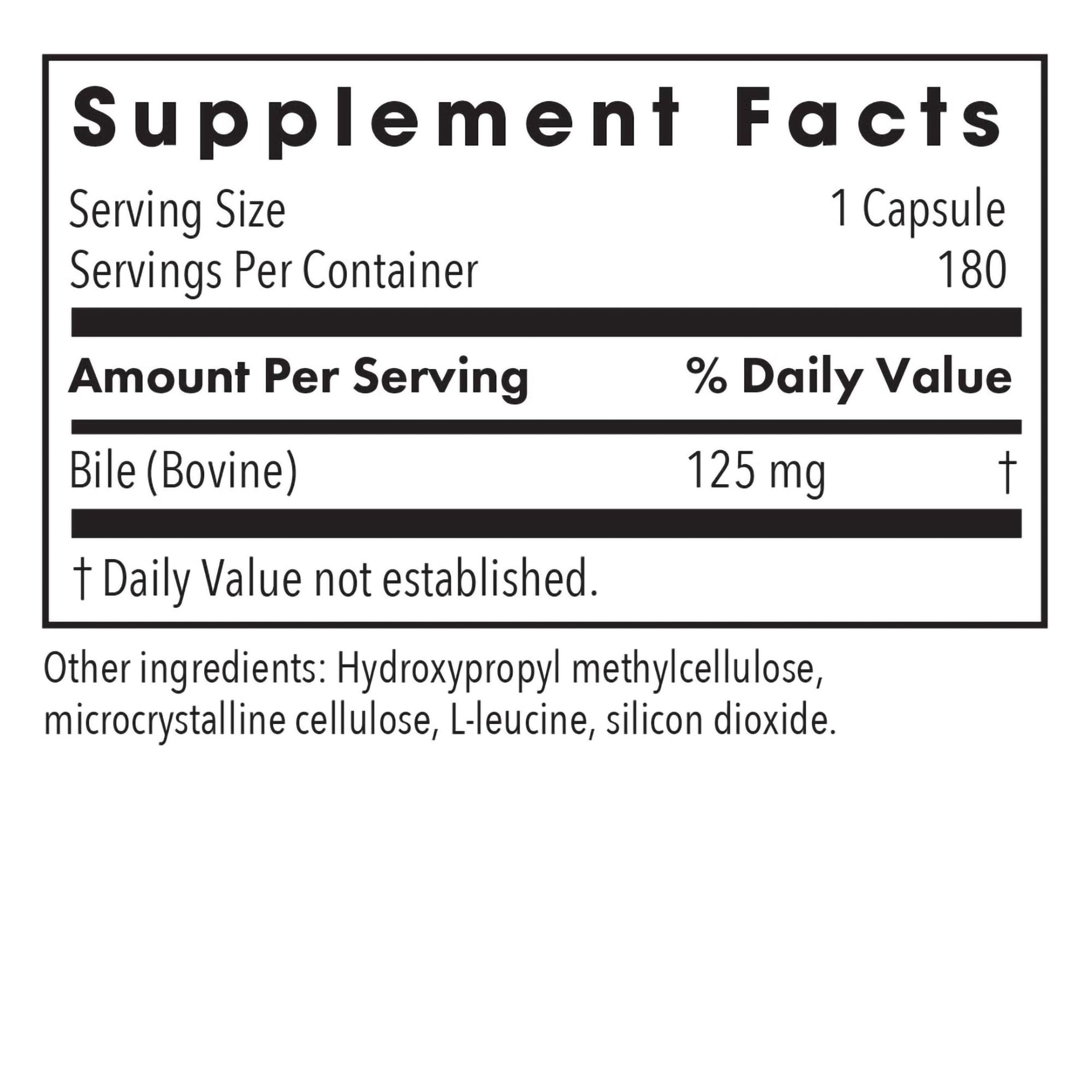 Allergy Research Group Ox Bile Capsules 125mg bottle with label
