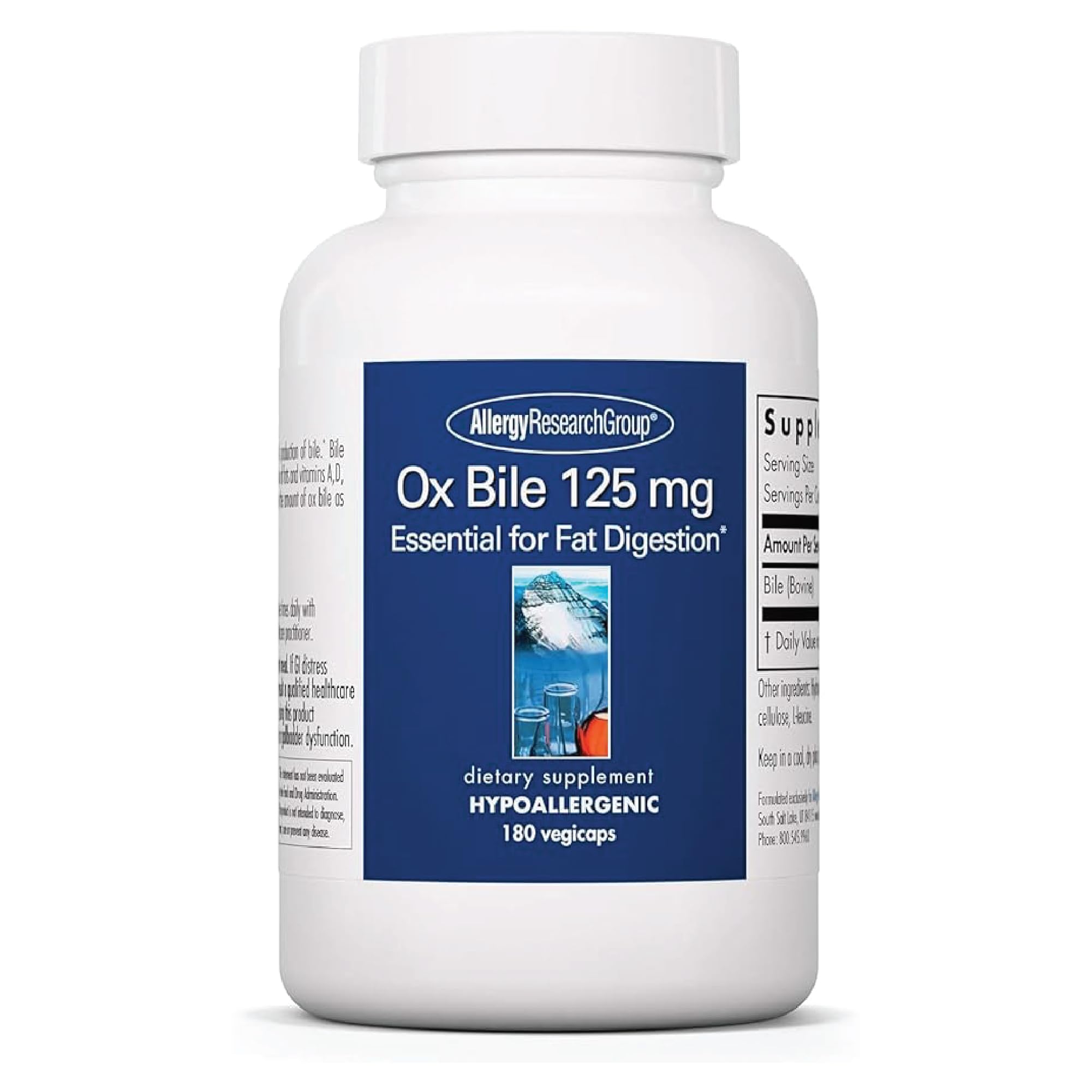 Allergy Research Group Ox Bile Capsules 125mg front view