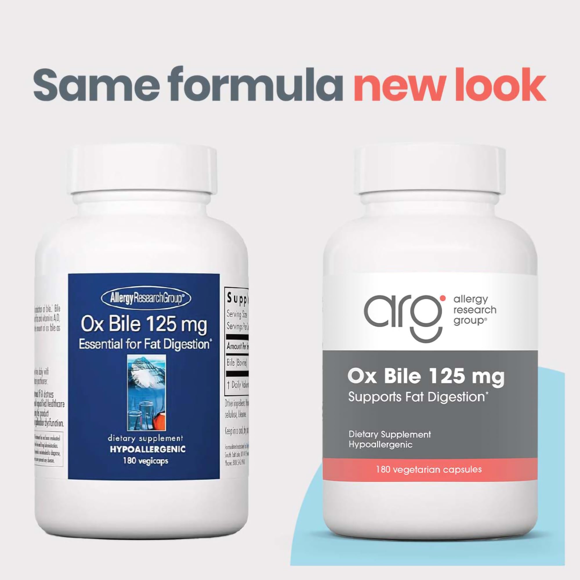 Allergy Research Group Ox Bile Capsules 125mg side view