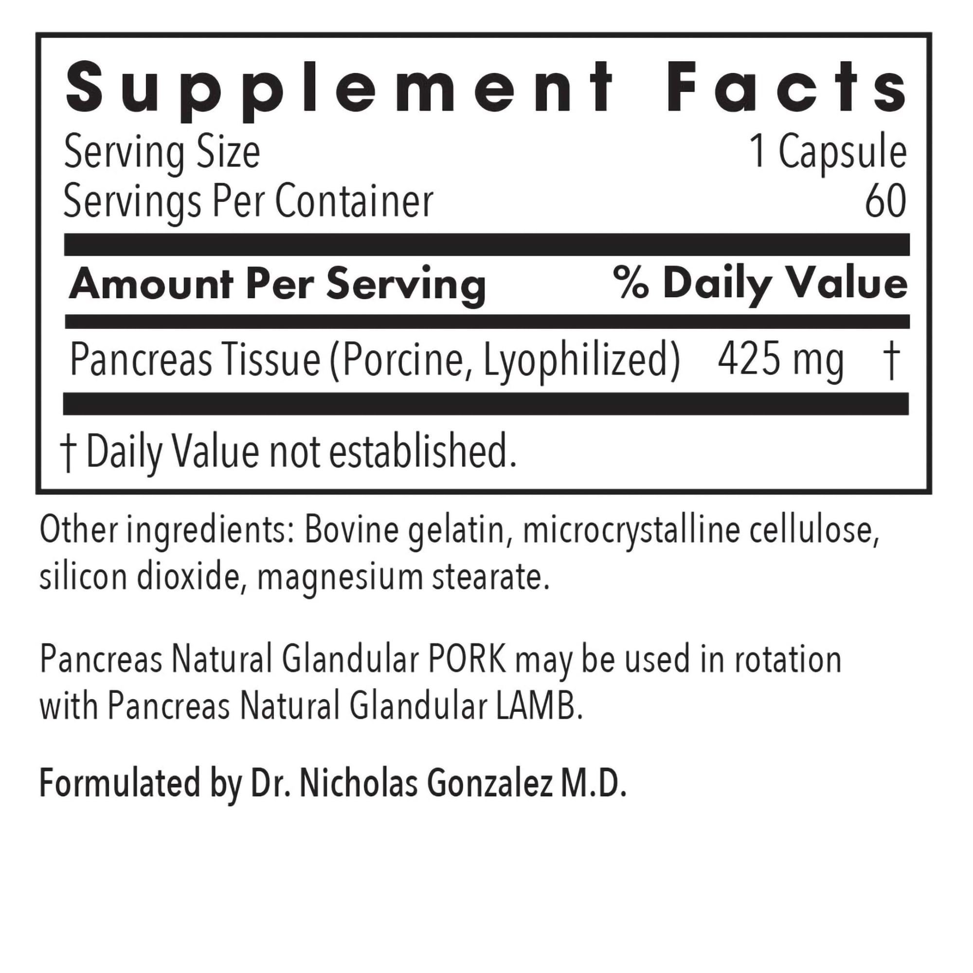 Allergy Research Group Pancreas Natural Glandular 28g packaging