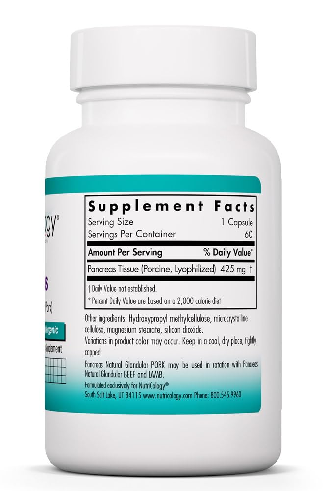 Allergy Research Group Pancreas Pork Multi-Enzyme Supplement side view
