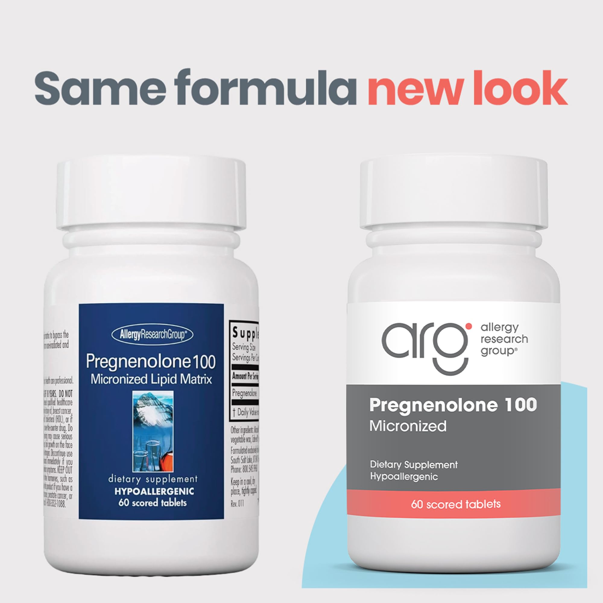 Allergy Research Group Pregnenolone 100mg supplement side view
