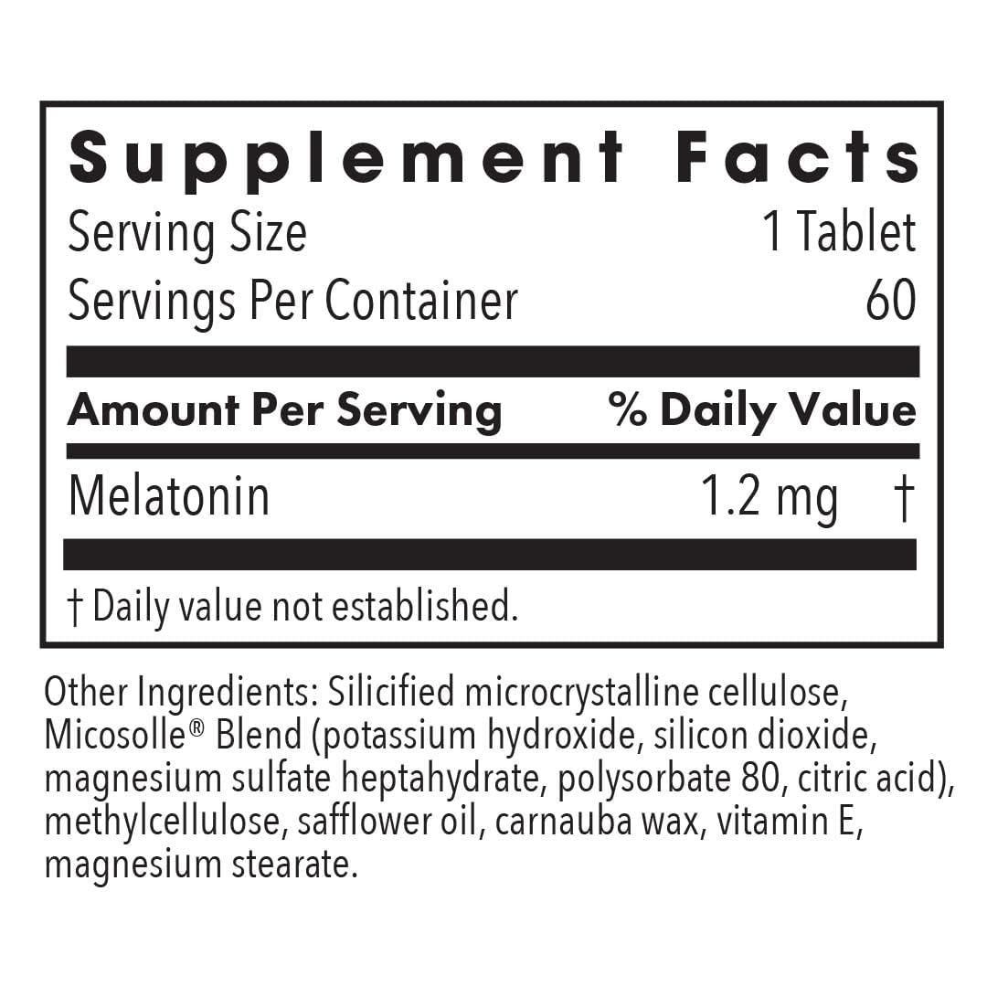 Allergy Research Group Slow Motion Melatonin 1.2 mg 60 Tablets back view