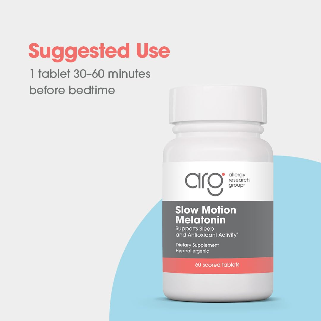 Allergy Research Group Slow Motion Melatonin 1.2 mg tablets close-up