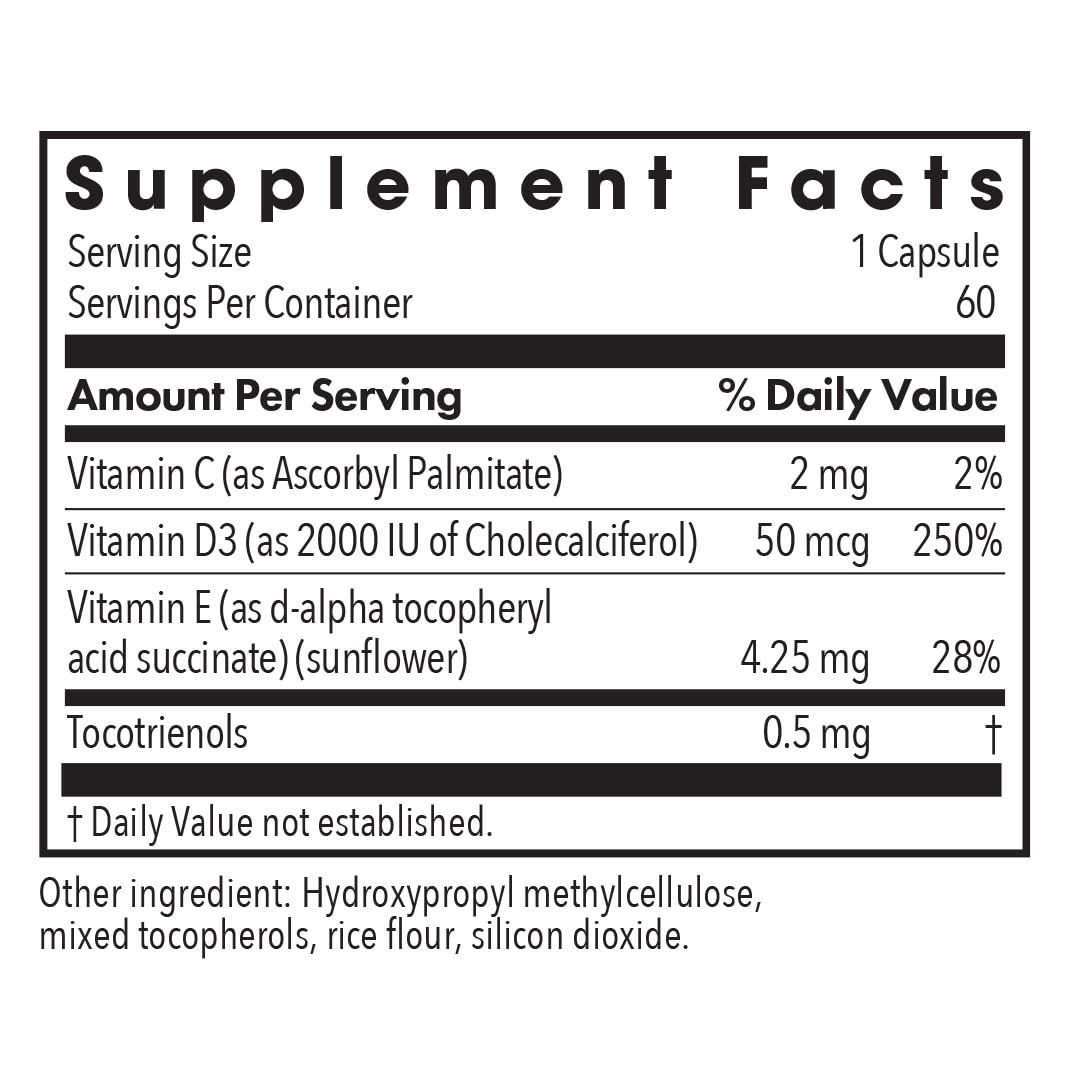 Allergy Research Group Super D3 Vitamin D3 2000 IU capsule side view