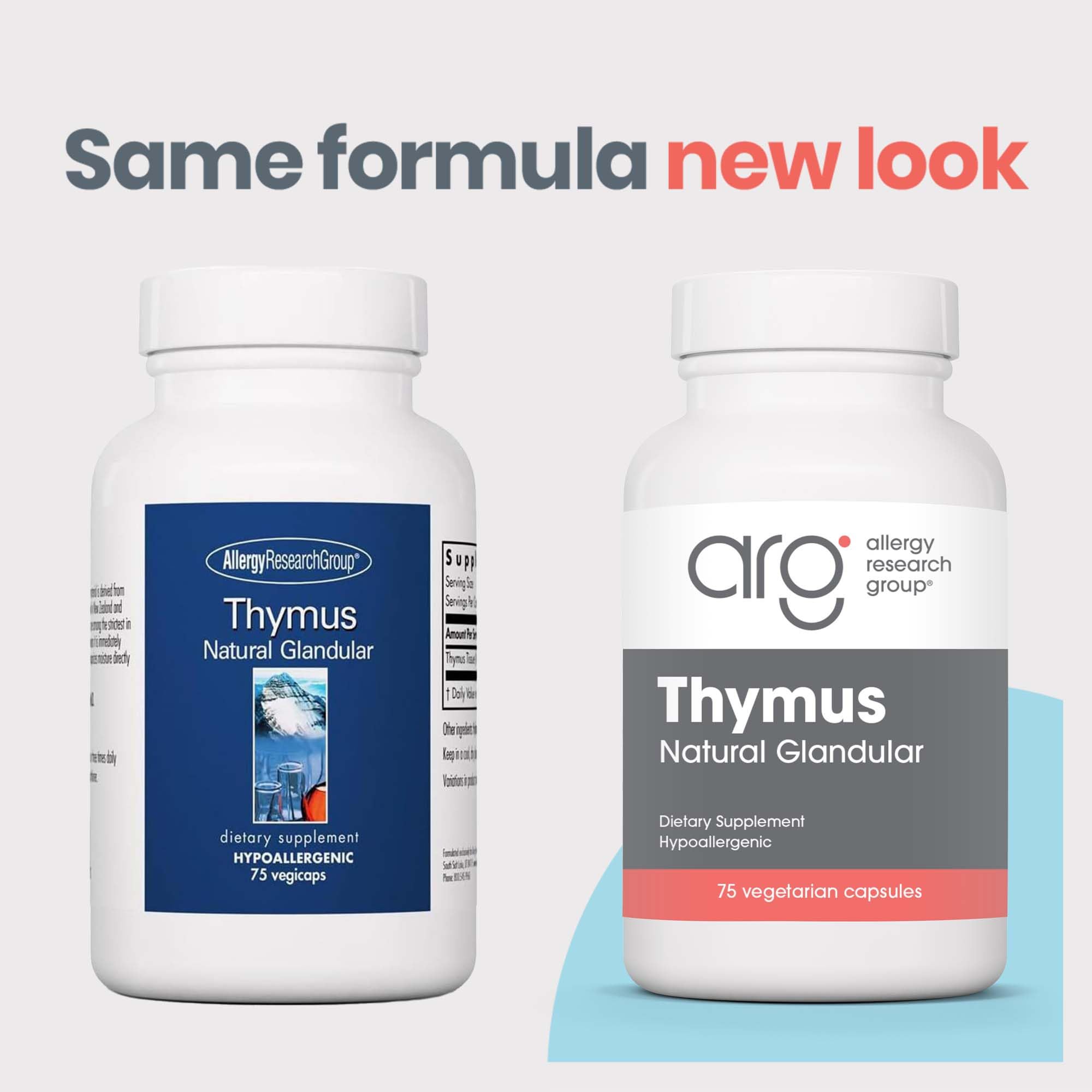 Allergy Research Group Thymus Extract 500mg Capsules side view