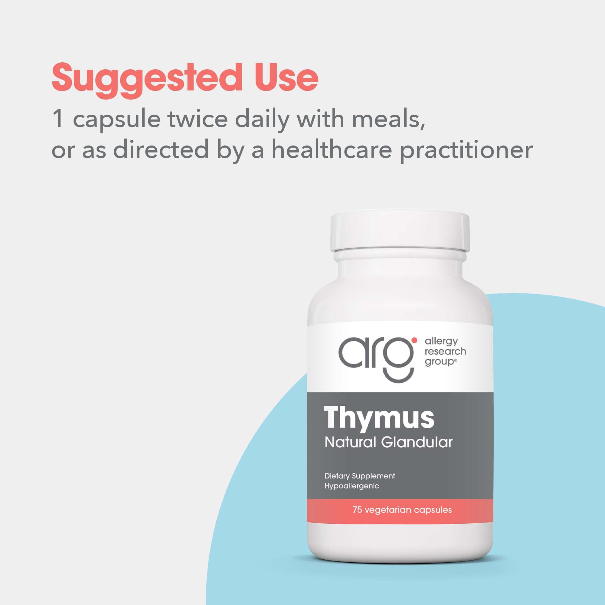Allergy Research Group Thymus Extract 500mg Capsules with measuring spoon